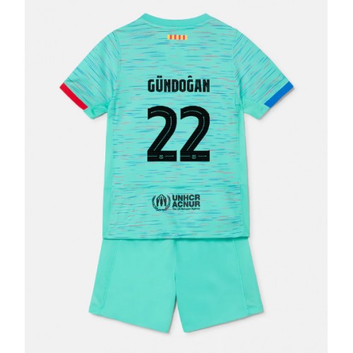 Fotbalové Dres Barcelona Ilkay Gundogan #22 Dětské Alternativní 2023-24 Krátký Rukáv (+ trenýrky)